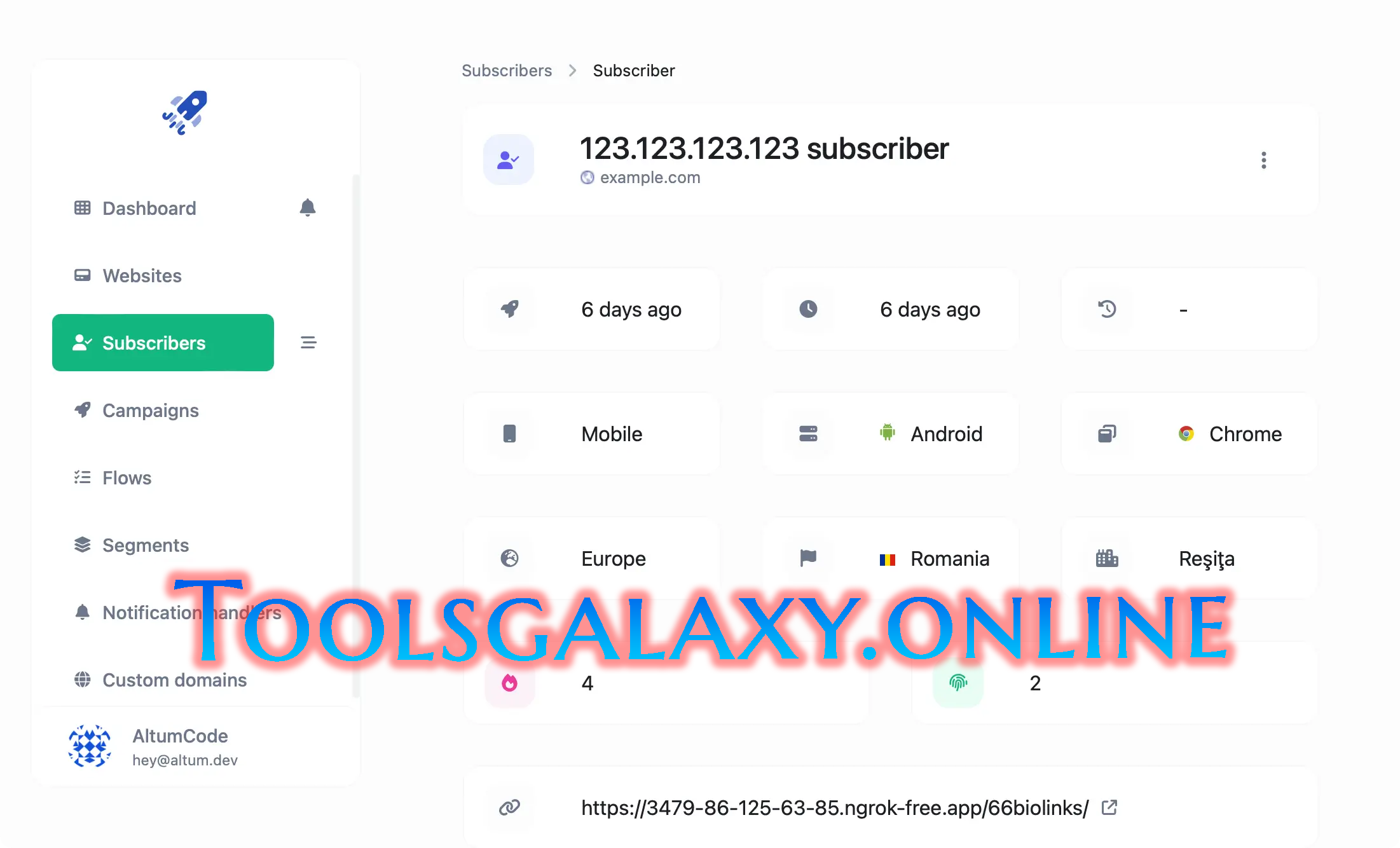 Web Push Notification Tool – Send Alerts Instantly subscribers toolsgalaxy.online